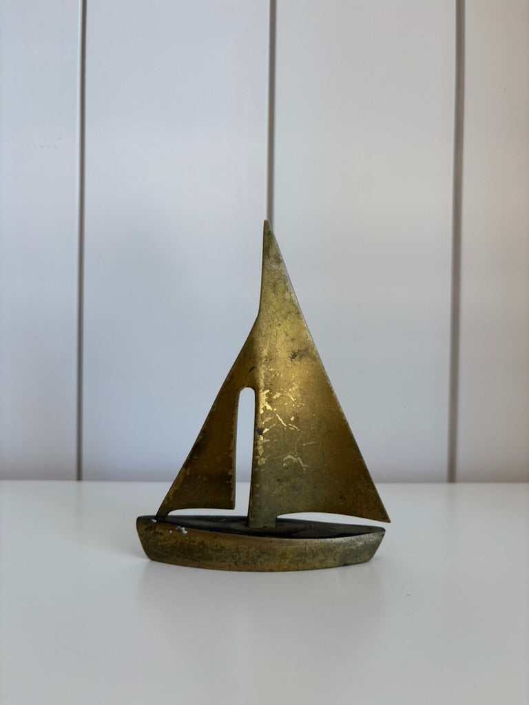 Small Brass Sailboat Paperweight