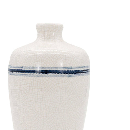Edaline Ceramic Crackle Blue Stripe Jug Vase
