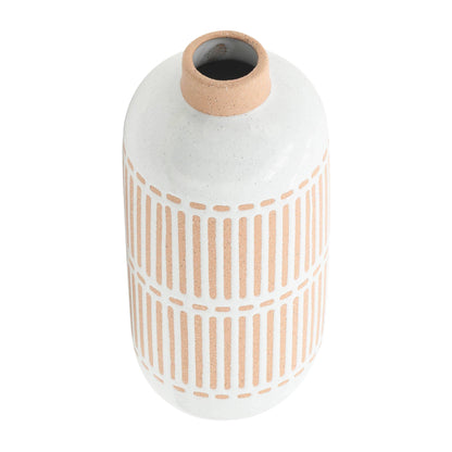 Ivory &amp; Tan Ceramic Aztec Vase