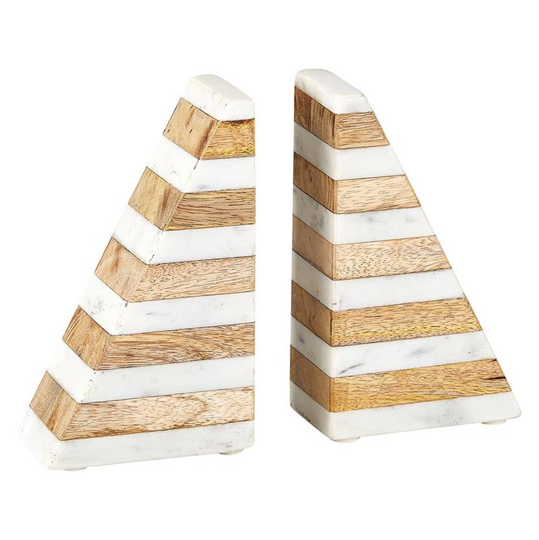 Marble &amp; Wood Bookends