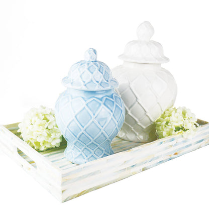 White Textured Ginger Jar