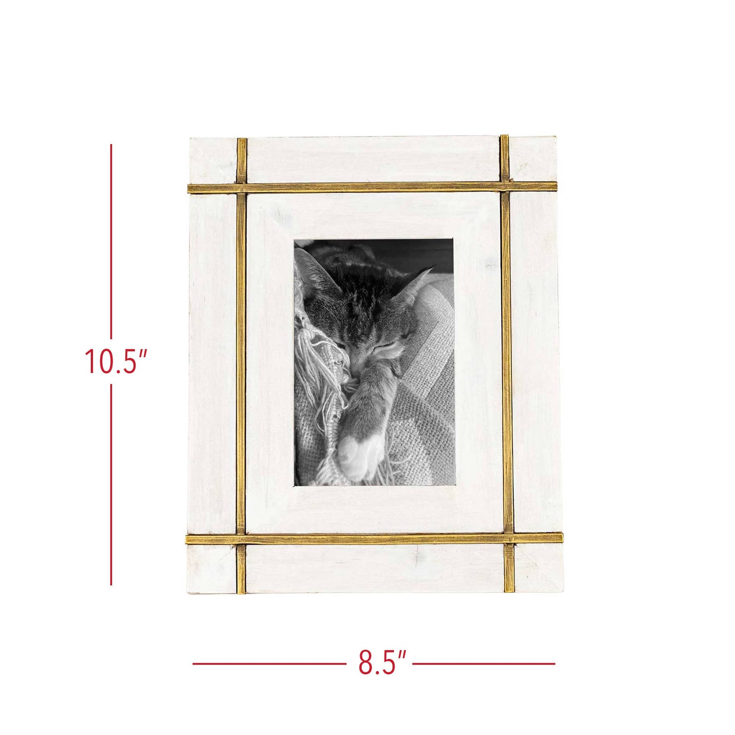 Henrie White Wood and Brass Border Frame
