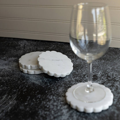 Marble. Scallop Edge Coasters (Set of 4)