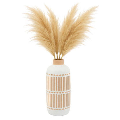 Ivory &amp; Tan Ceramic Aztec Vase