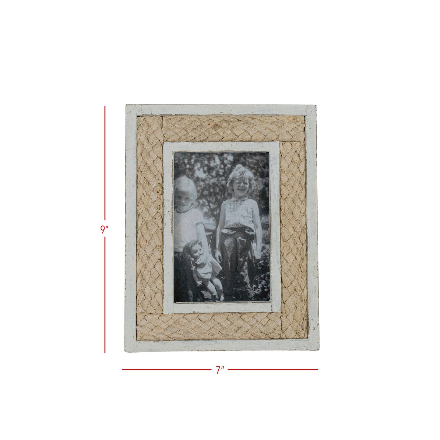 Woven Reed Picture Frame with White Border