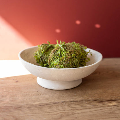 Footed Cream Paper Mache Bowl