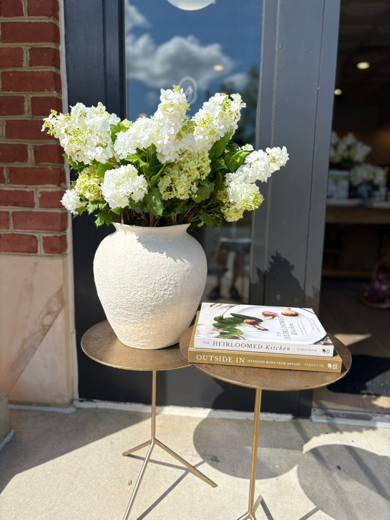 Nestling Aluminum Tripod Tables in Antique Brass