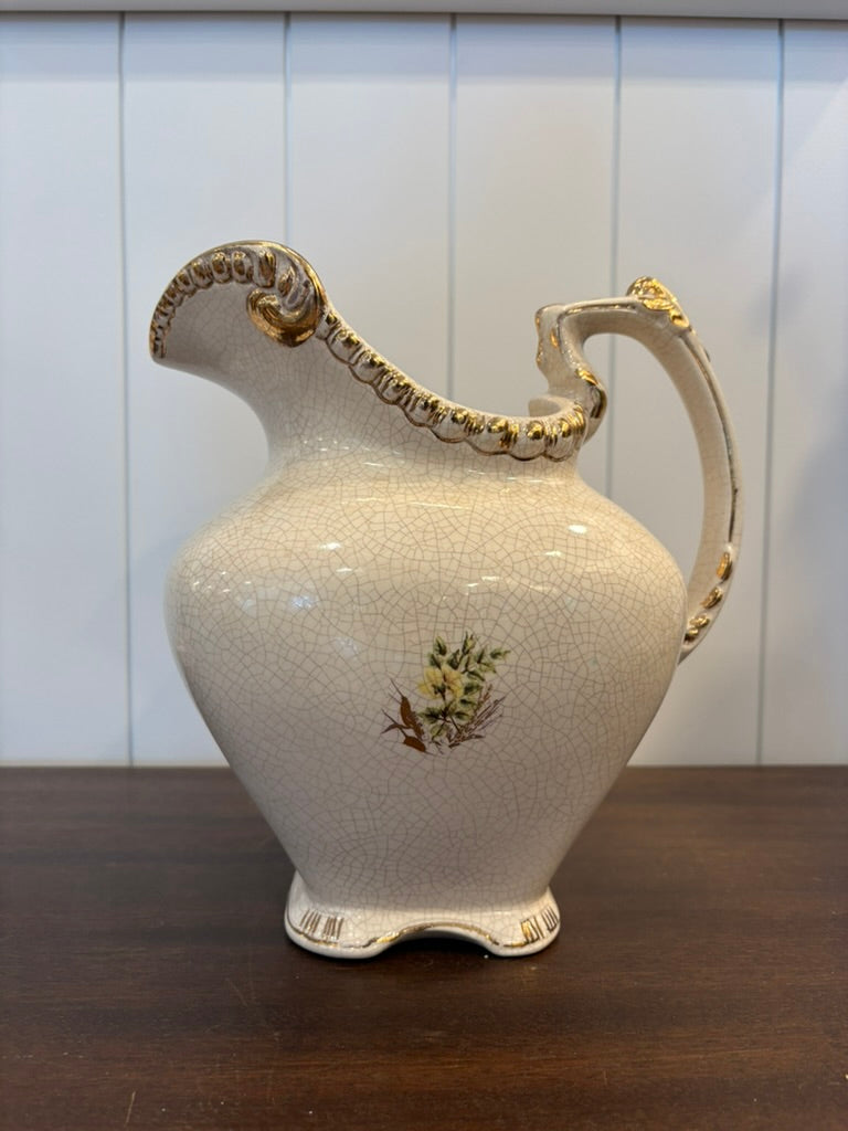 Antique Ceramic Pitcher w/ Yellow Florals