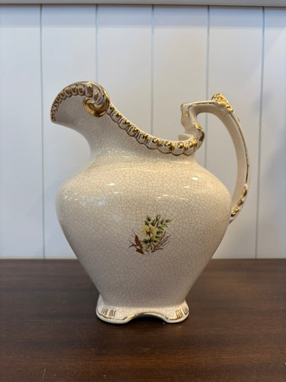 Antique Ceramic Pitcher w/ Yellow Florals
