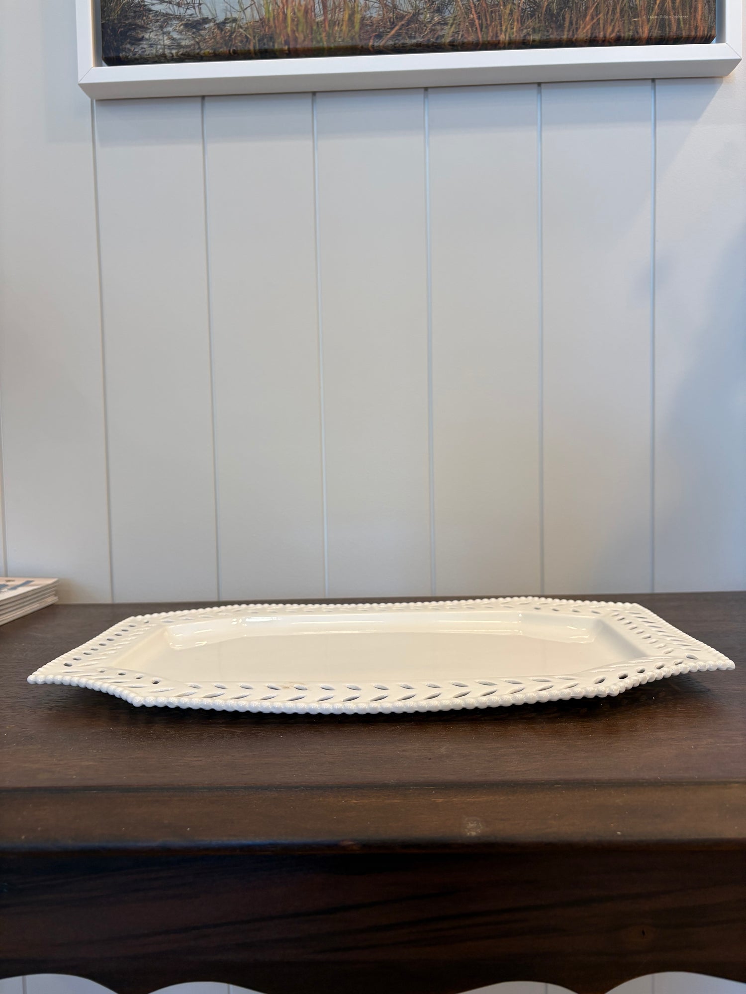 Rectangular Platter with Lace Detail