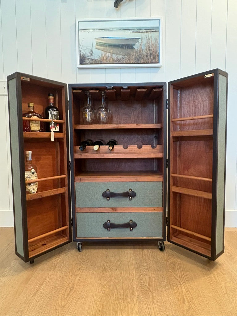 Vintage Trunk Bar Cart