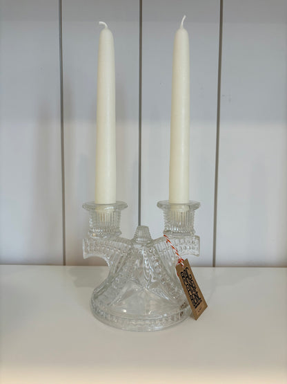 Vintage Federal Glass Double Candlestick