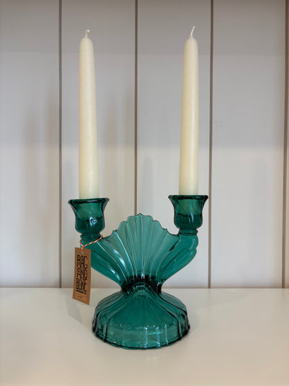 Jannette Glass Double Candlestick Holder
