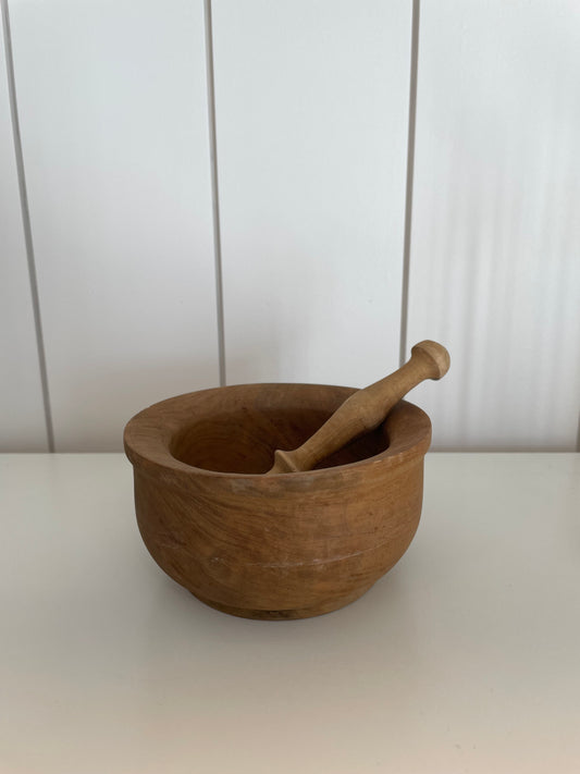 Vintage Wood Pestle & Mortar Bowl