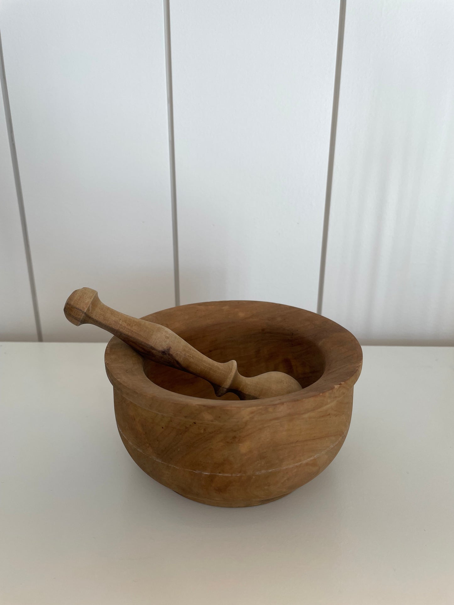 Vintage Wood Pestle & Mortar Bowl