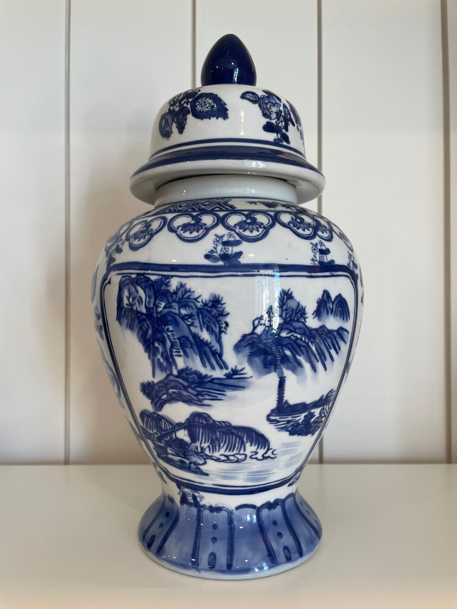 Blue &amp; White Porcelain Ginger Jar
