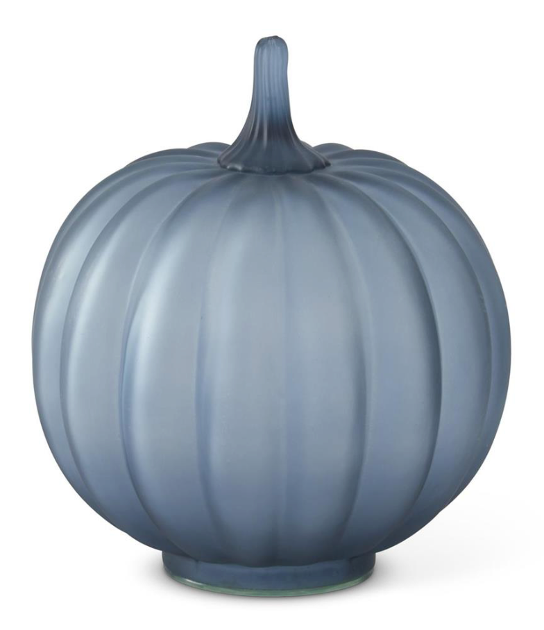 Frosted Blue Glass Pumpkin