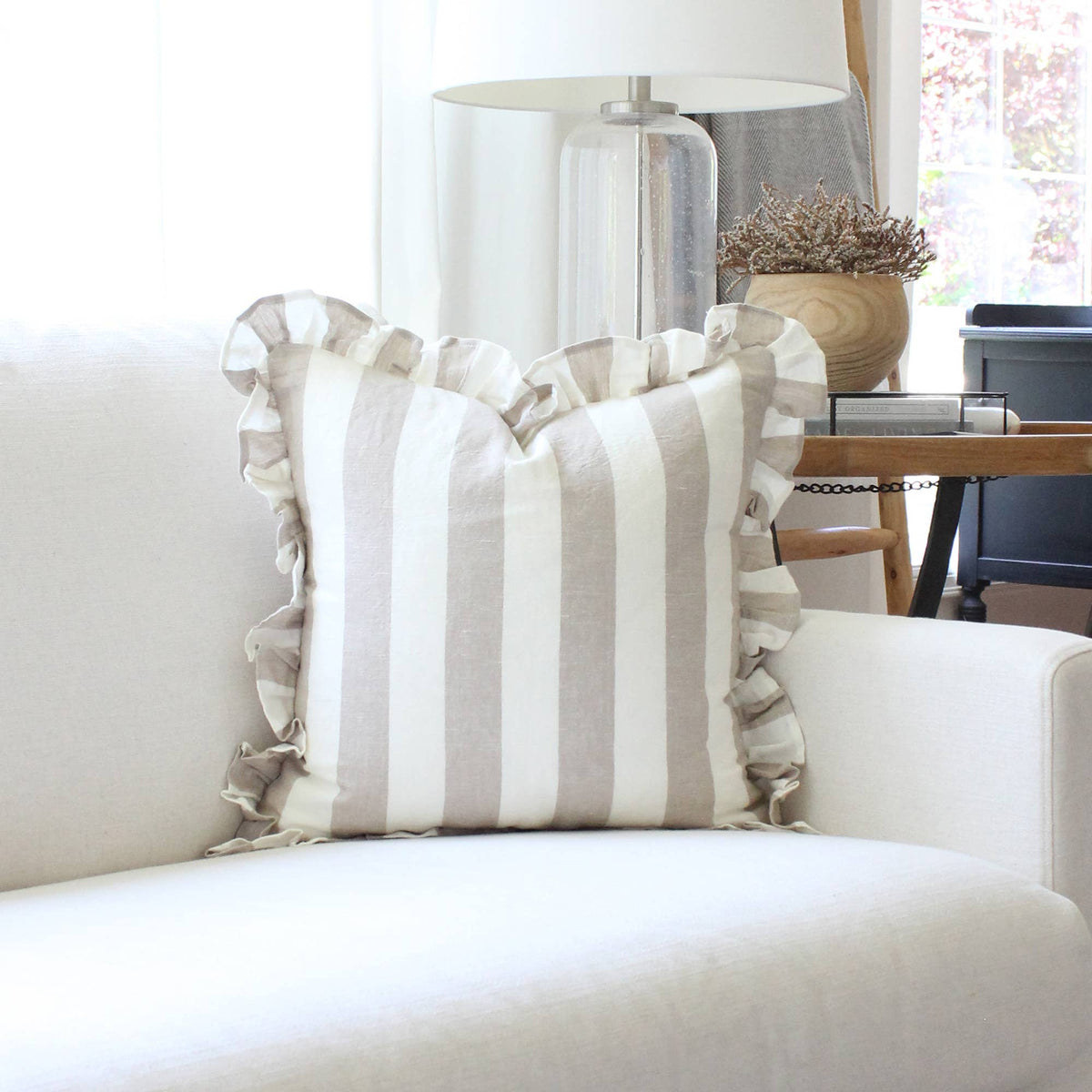 Ruffled Cabana Stripe Pillow