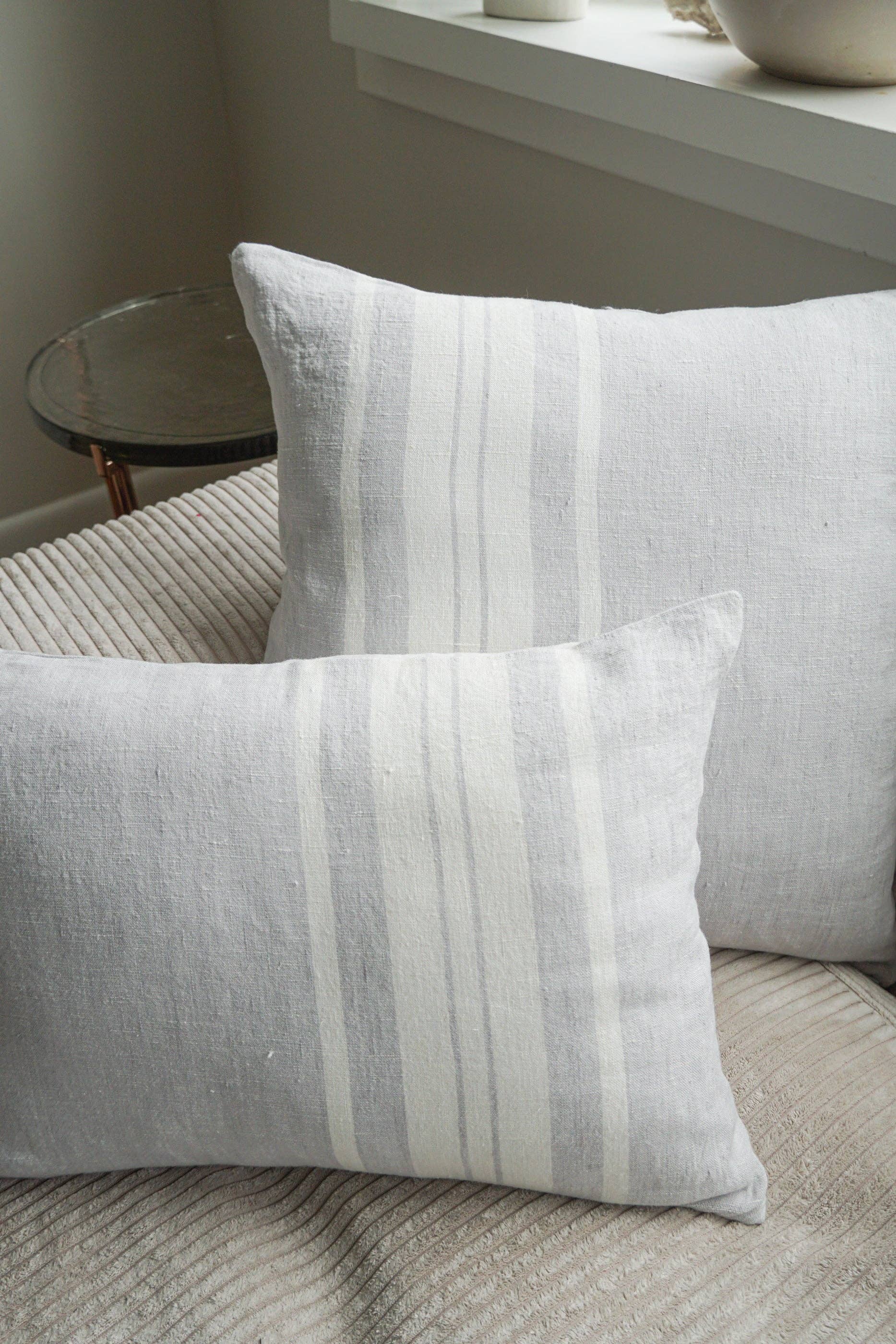 Light Grey Bold Stripes Linen Pillow - 20x20
