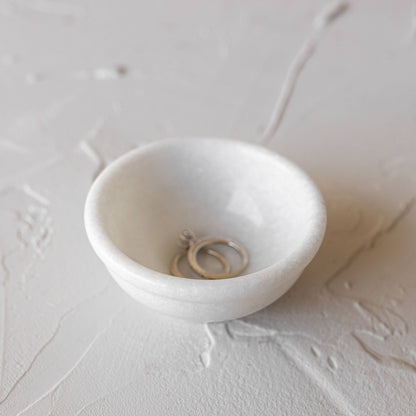 Fleur White Marble Pinch Bowl