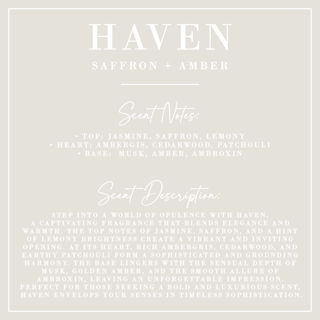 HAVEN | Saffron + Amber Candle