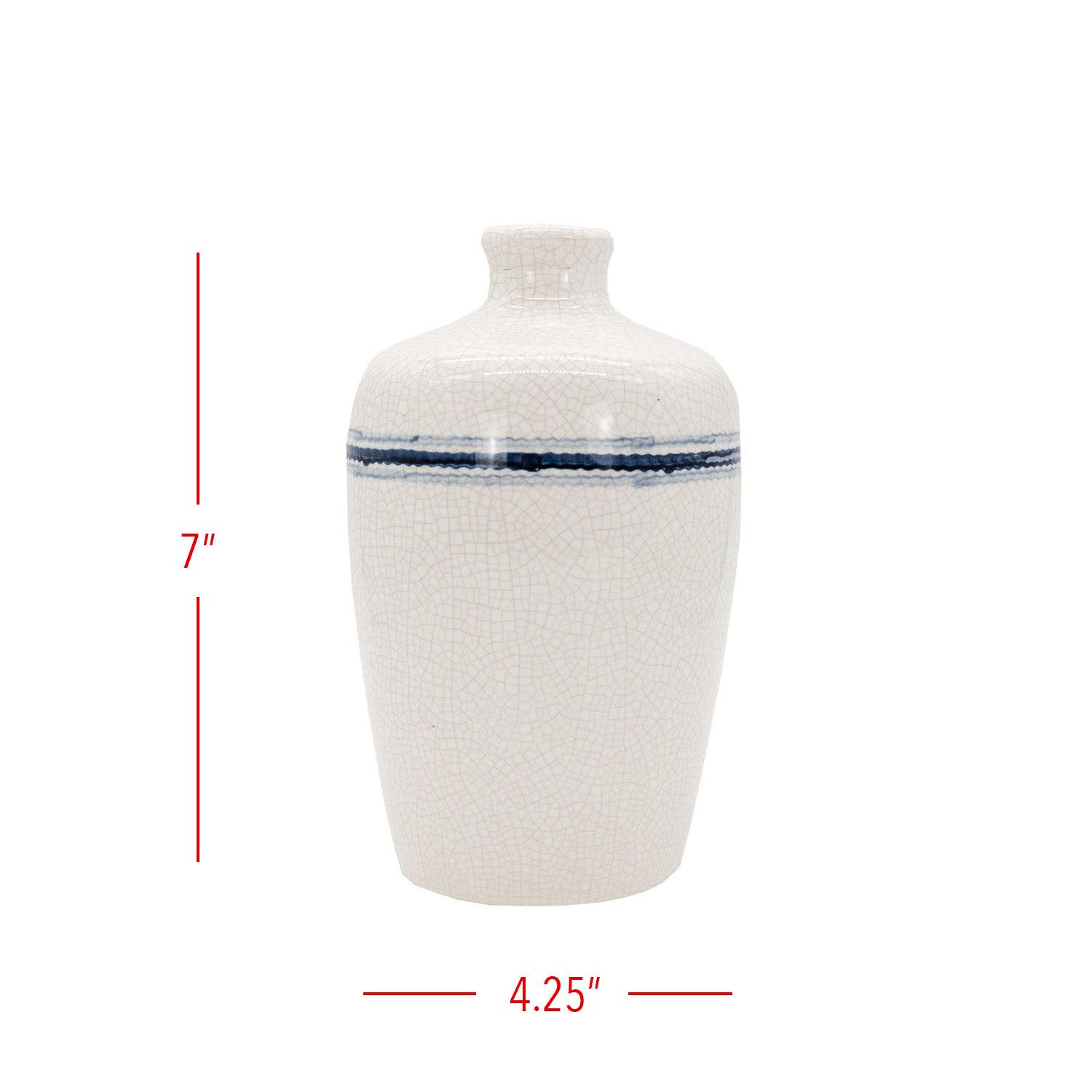 Edaline Ceramic Crackle Blue Stripe Jug Vase