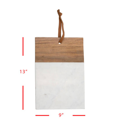 White Marble &amp; Wood Cutting Board