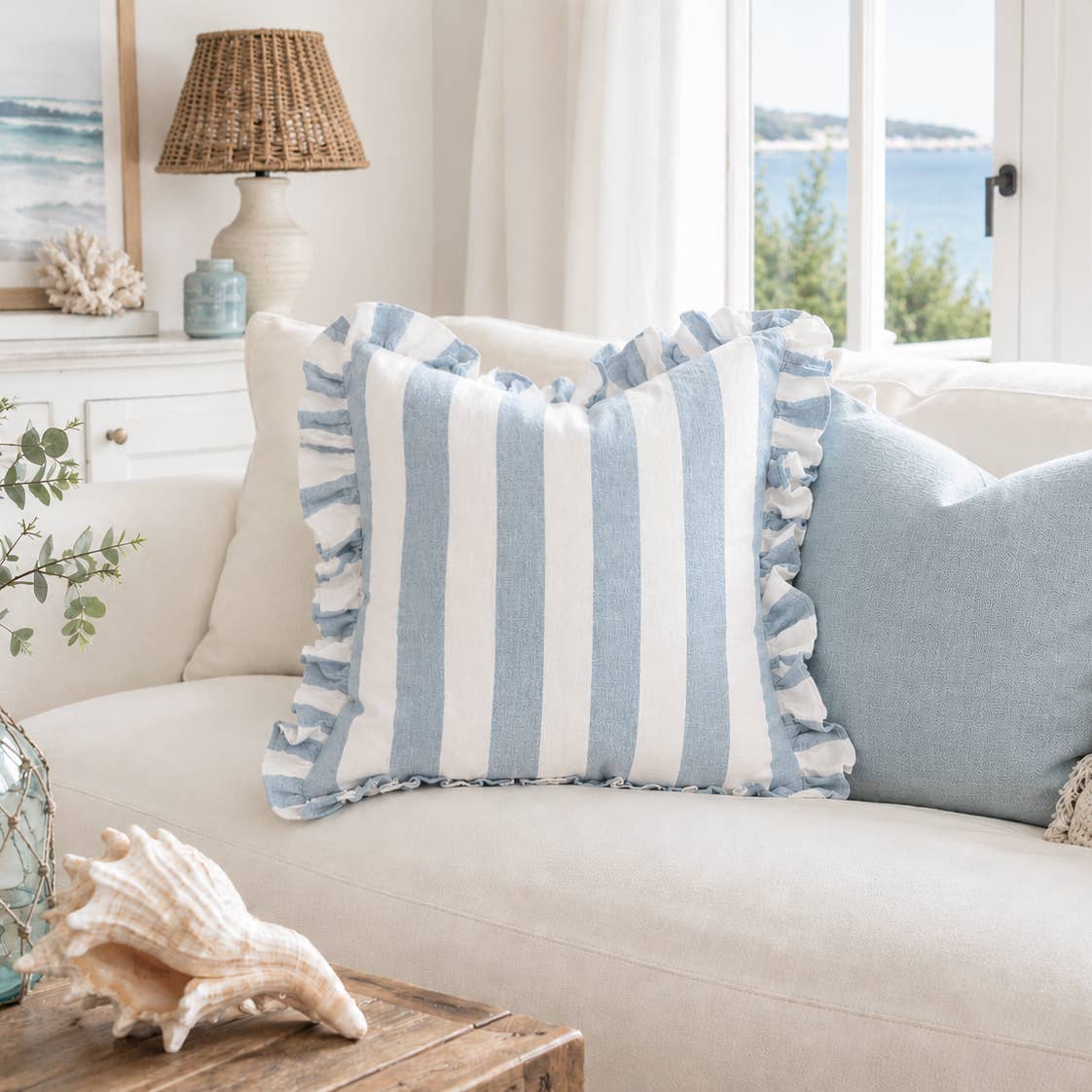 Ruffled Cabana Stripe Pillow
