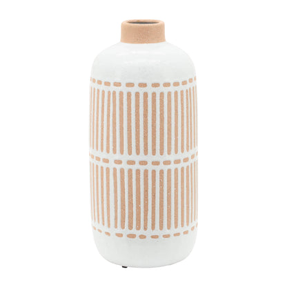 Ivory &amp; Tan Ceramic Aztec Vase