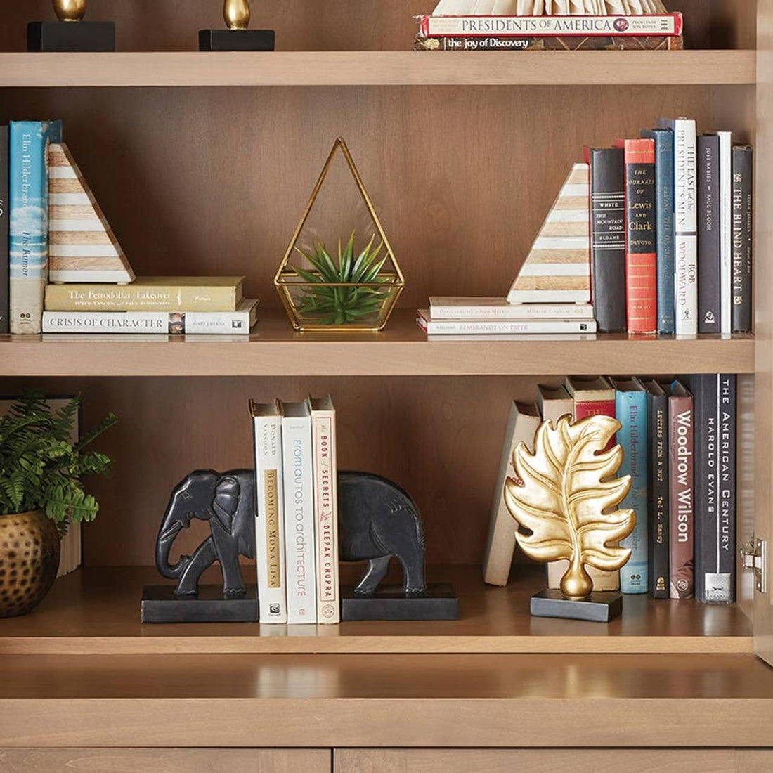 Marble &amp; Wood Bookends