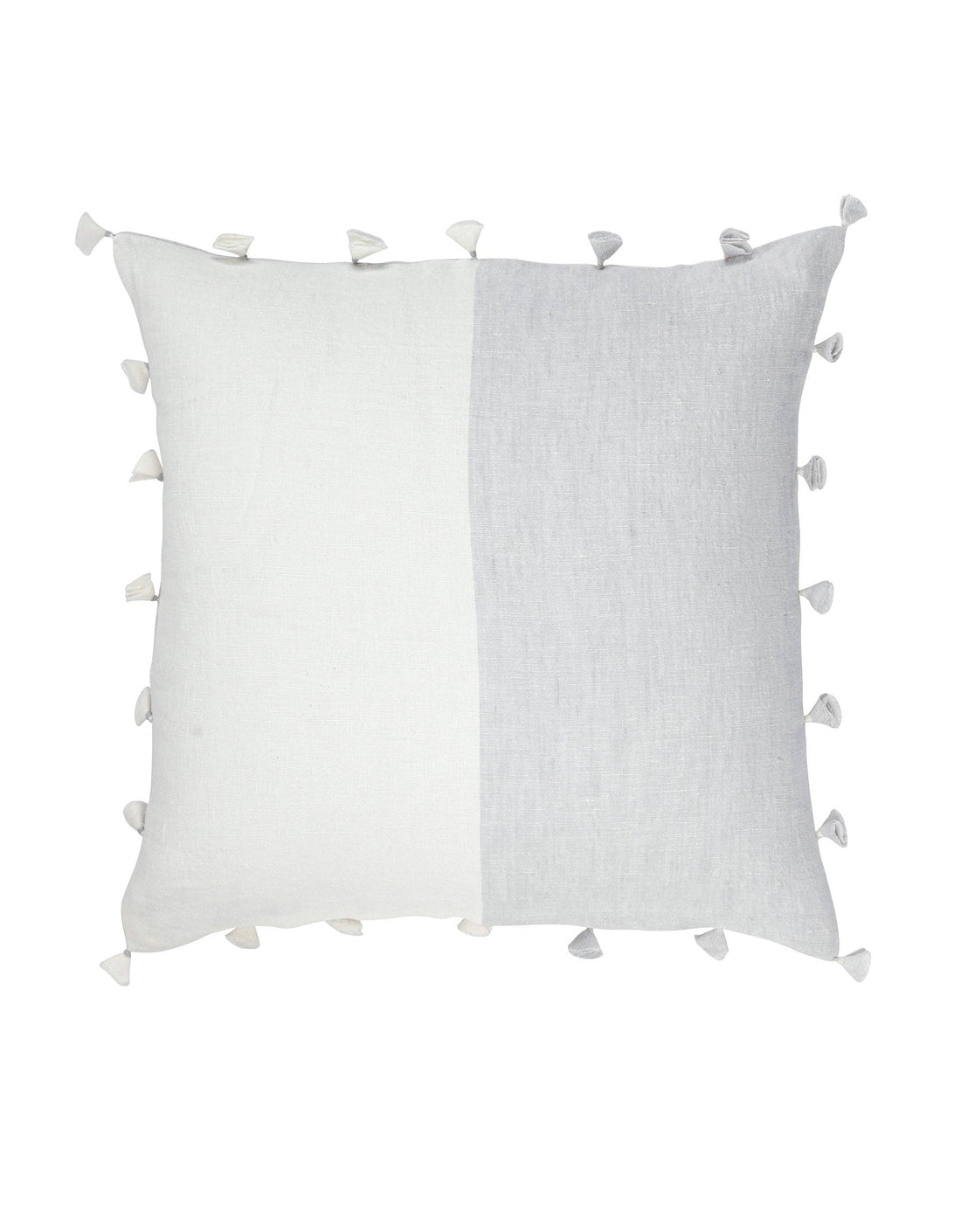 Light Grey Tassels Linen Pillow - 20x20