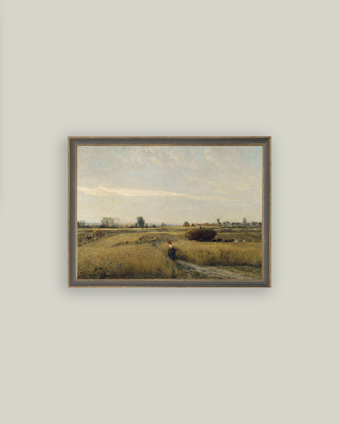 Harvest Landscape Framed Antique Print