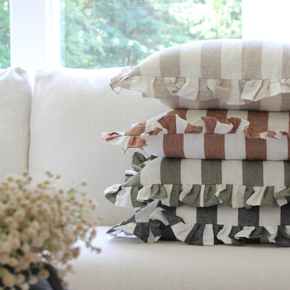 Ruffled Cabana Stripe Pillow