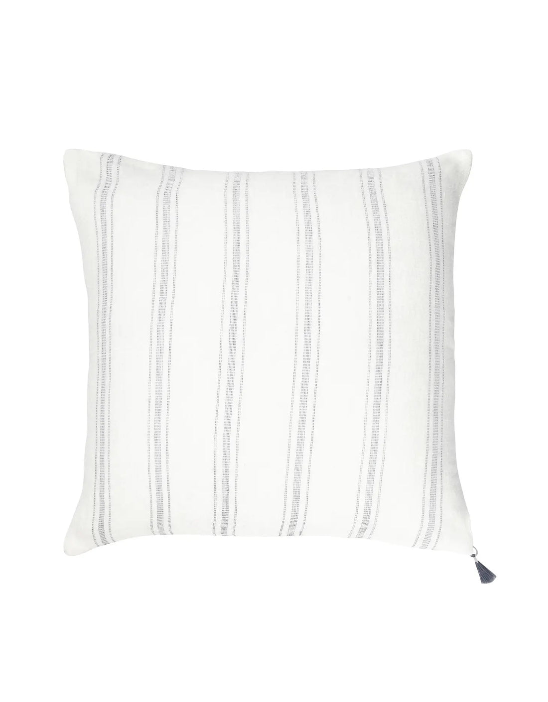 White with Grey Stripes Linen Pillow - 20x20