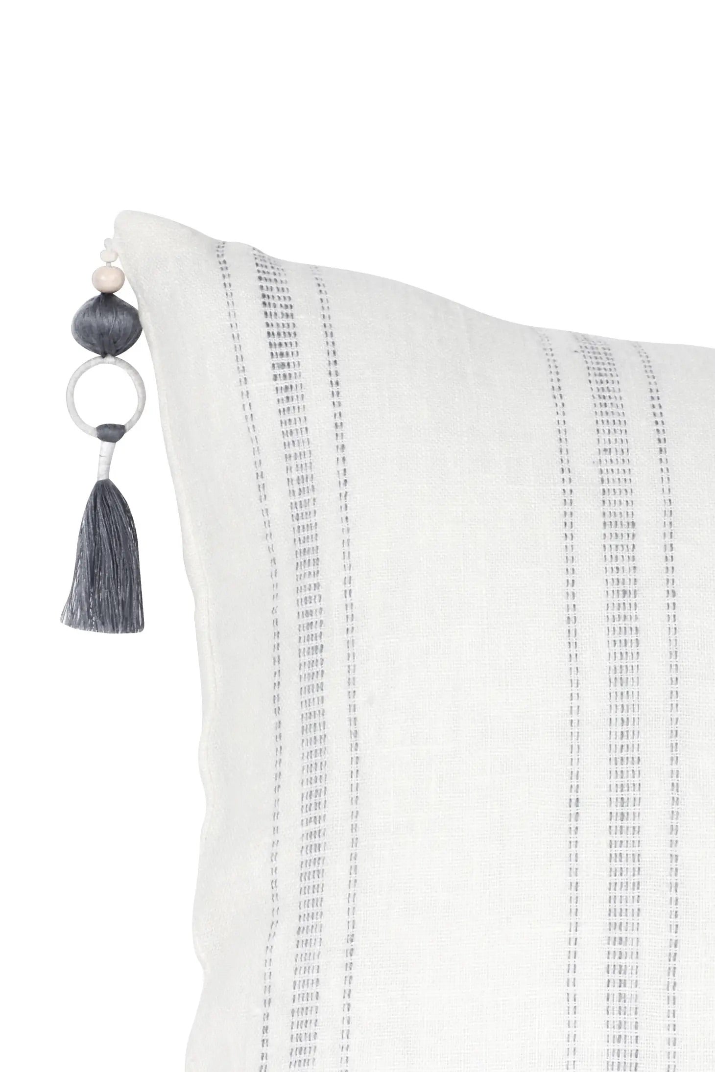 White with Grey Stripes Linen Pillow - 20x20